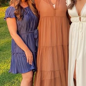 Navy pleated mini dress